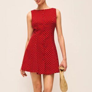 Polka-Dot Sleeveless Tie-Back Dress